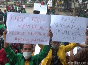 Demo Karhutla Aceh, Massa Bawa Poster: Asap Bikin Tersesat di Rumah Janda