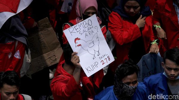 Deretan Tulisan Nyeleneh di Demo Mahasiswa Depan Gedung DPR