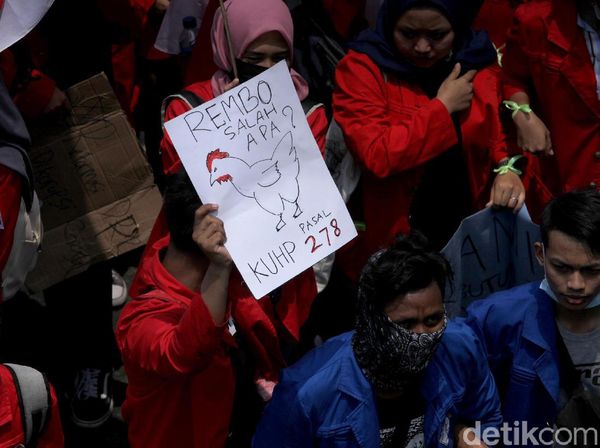 Deretan Tulisan Nyeleneh di Demo Mahasiswa Depan Gedung DPR