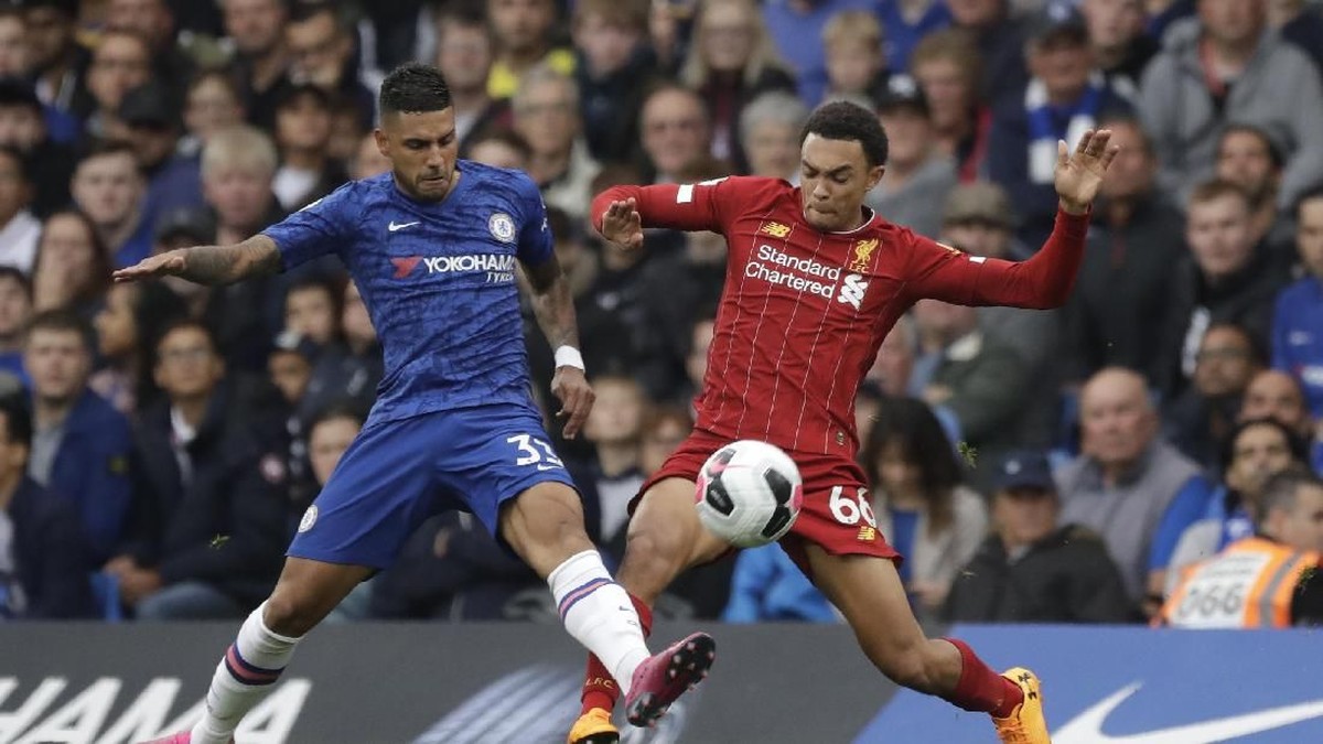 Emerson Palmieri (kiri) harus absen beberapa pekan dari tim Chelsea karena cedera (AP Photo/Matt Dunham)