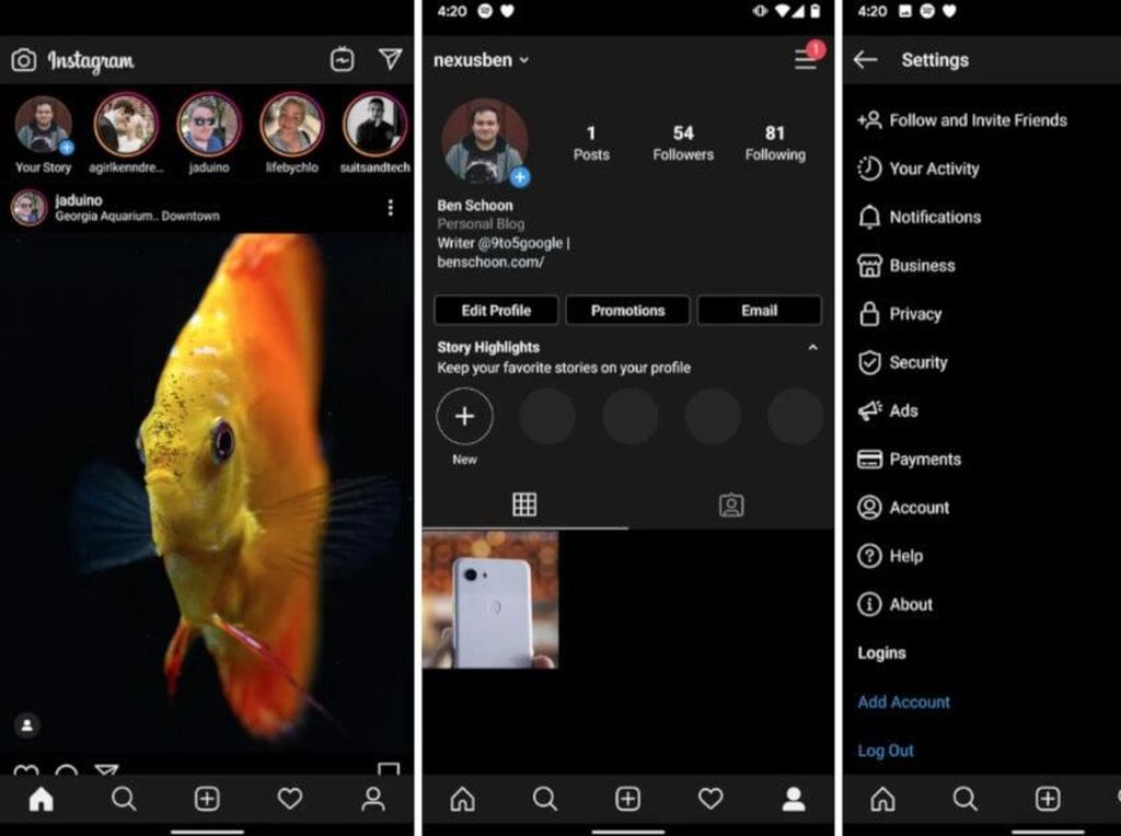 Dengan Dark Mode, Instagram Bakal Bernuansa Gelap Dengan Dark Mode, Instagram Bakal Bernuansa Gelap