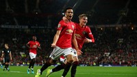 Greenwood akhirnya memecah kebuntuan MU di menit ke-68. Berawal dari umpan Lingard, Greenwood kali ini tidak menyia-nyiakan kesempatan untuk membobol gawang Sanchez lewat sepakan kaki kirinya. Istimewa/Alex Livesey/Getty Images.