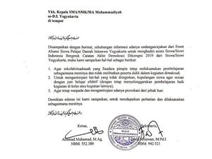 Muhammadiyah DIY Keluarkan Edaran Merespons Seruan Demo Pelajar Muhammadiyah DIY Keluarkan Edaran Merespons Seruan Demo Pelajar