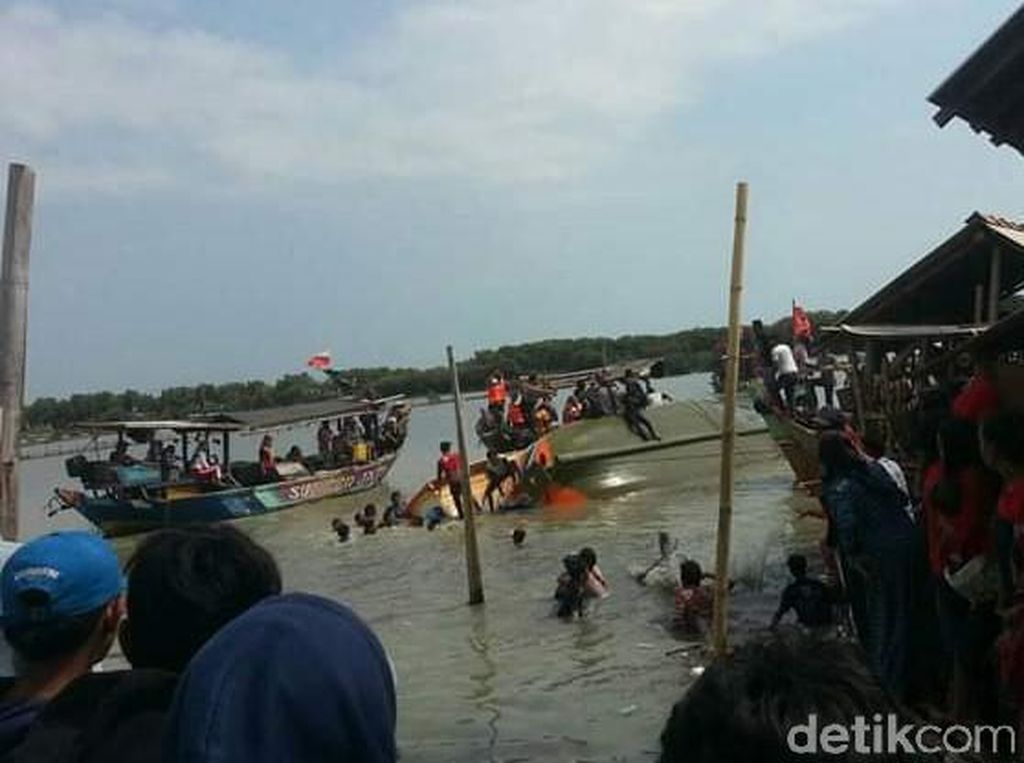 Perahu Motor Tenggelam Saat Pesta Laut di Brebes Perahu Motor Tenggelam Saat Pesta Laut di Brebes