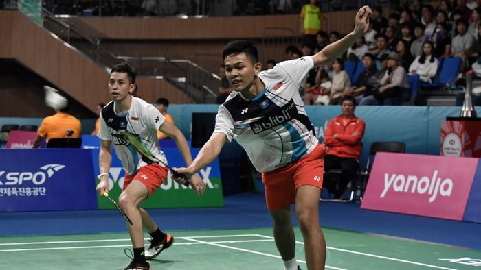 Fajar Alfian/Muhammad Rian Ardianto jadi satu-satunya wakil Indonesia di final Korea Open 2019 (Foto: Jung Yeon-je / AFP)