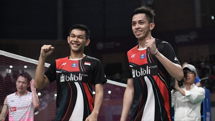 JUDI ONLINE Fajar Alfian/Muhammad Rian Ardianto berhasil menjuarai Korea Open 2019. (Foto: Jung Yeon-jae / AFP)
