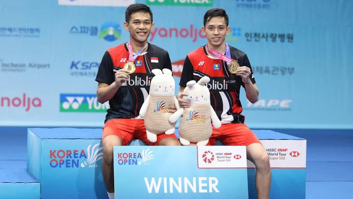 JUDI ONLINE Fajar Alfian/Muhammad Rian Ardianto bermain lebih percaya diri di final Korea Open 2019. (Foto: dok.PBSI)