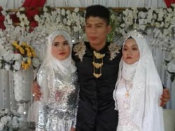 Viral Foto Pria Nikahi 2 Wanita, Netizen Sebut Pengantin Wanita Tak Bahagia