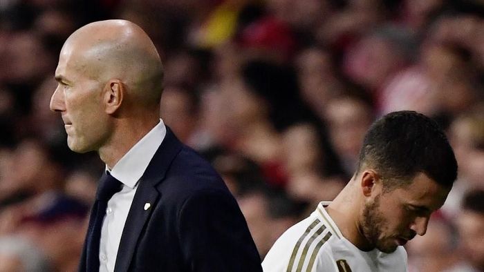 Pelatih Real Madrid Zinedine Zidane tidak risau Eden Hazard belum mengilap. (Foto: Javier Soriano / AFP) Pelatih Real Madrid Zinedine Zidane tidak risau Eden Hazard belum mengilap. (Foto: Javier Soriano / AFP)
