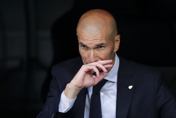 MADRID, SPAIN - OCTOBER 01: Zinedine Zidane, Manager of Real Madrid looks on prior to the UEFA Champions League group A match between Real Madrid and Club Brugge KV at Bernabeu on October 01, 2019 in Madrid, Spain. (Photo by Gonzalo Arroyo Moreno/Getty Images)