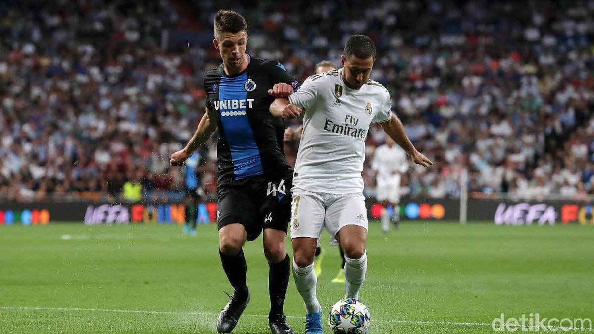 Eden Hazard tak bikin gol dan assist saat Real Madrid menghadapi Club Brugge. (Gonzalo Arroyo Moreno/Getty Images)
