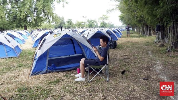 Perkemahan untuk para fan MotoGP Thailand masih sepi pengunjung.