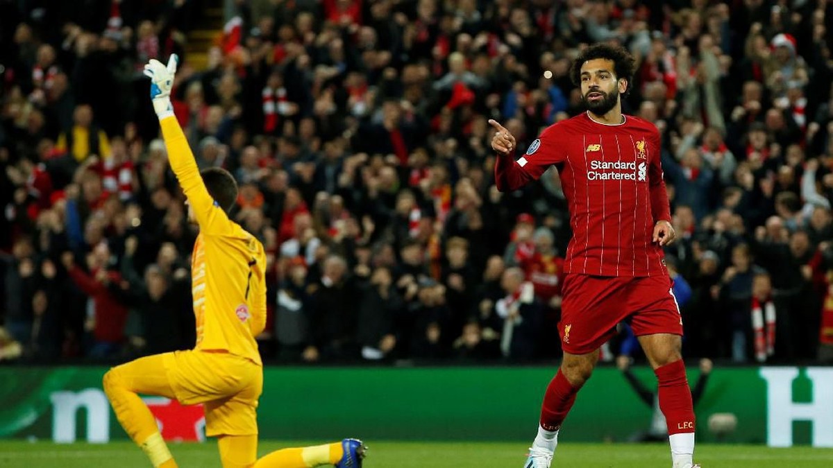 Mohamed Salah mencetak dua gol ke gawang Red Bull Salzburg (Andrew Yates/Reuters)