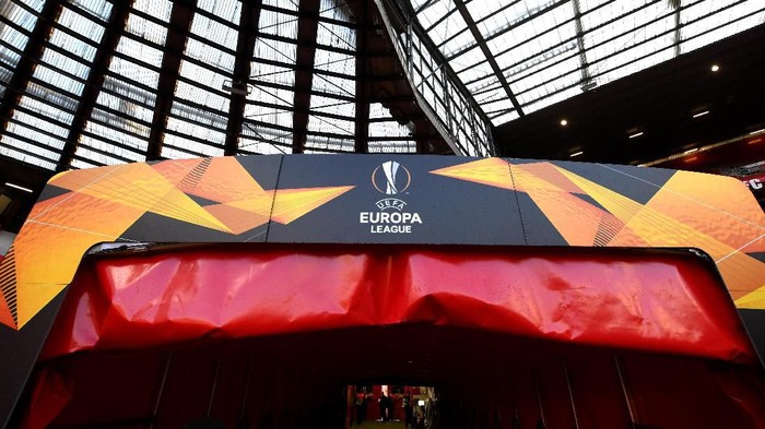 MANCHESTER, ENGLAND - SEPTEMBER 19:  A detailed view of the Europa League tunnel during the UEFA Europa League group L match between Manchester United and FK Astana at Old Trafford on September 19, 2019 in Manchester, United Kingdom. (Photo by George Wood/Getty Images)