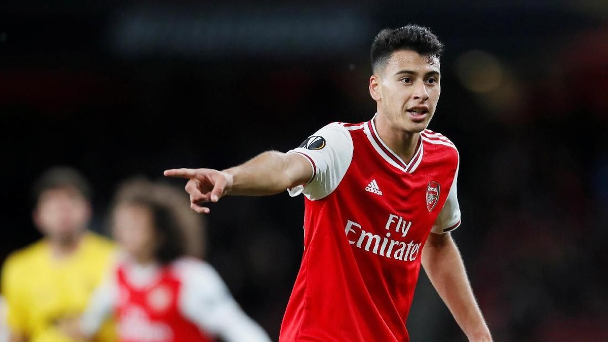 Gabriel Martinelli di laga Arsenal vs Standard LLiege. (Foto: David Klein/REUTERS)