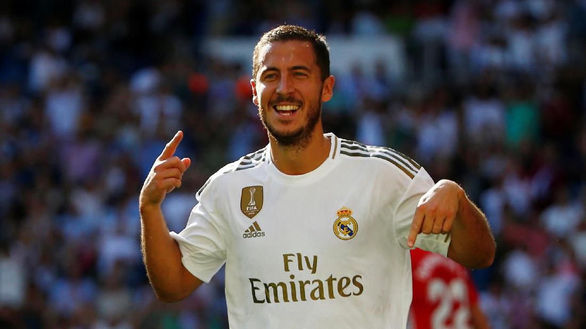 Eden Hazard cetak gol perdana di Real Madrid. (Foto: Javier Barbancho/Reuters)