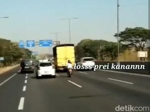 Viral Emak-emak Motoran Terobos Tol Gunungsari Surabaya
