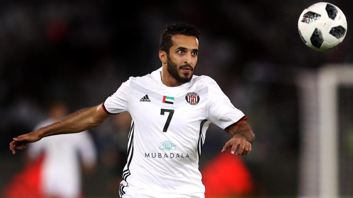 Striker Uni Emirat Arab, Ali Mabkhout, punya catatan gol terbanyak di level timnas sepanjang 2019. Golnya melewati Lionel Messi dan Cristiano Ronaldo. (Foto: Francois Nel/Getty Images)