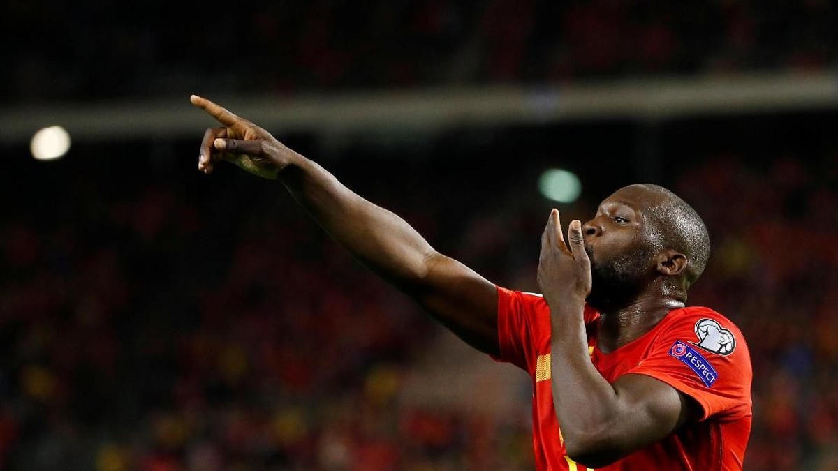 Romelu Lukaku jadi yang pertama cetak 50 gol untuk timnas Belgia. (Foto: Francois Lenoir/Reuters)