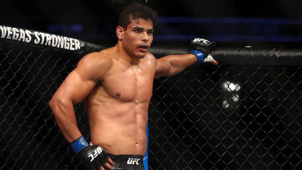 ANAHEIM, CALIFORNIA - AUGUST 17: Paulo Costa looks on from the side of the octagon in the first round during their Middleweight Bout at UFC 241 at Honda Center on August 17, 2019 in Anaheim, California. Joe Scarnici/Getty Images/AFP