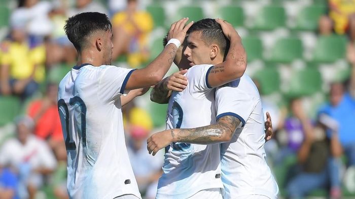 Timnas Argentina menang 6-1 atas Ekuador di laga persahabatan (JOSE JORDAN / AFP)