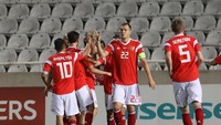 Rusia menemani Belgia dari Grup I. Dengan masih ada dua pertandingan tersisa, Rusia masih punya peluang menuntaskan babak kualifikasi Piala Eropa 2020 di posisi teratas. (REUTERS/Yiannis Kourtoglou)