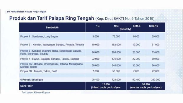 Tarif Palapa Ring, 'Tol Langit' Pemersatu Indonesia
