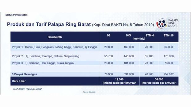 Tarif Palapa Ring, 'Tol Langit' Pemersatu Indonesia