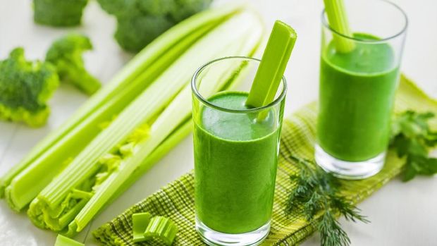 Celery and broccoli mix smoothie, healthy food, vegetable juice