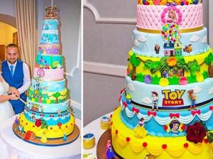 Warna-warni! Pengantin Ini Suguhkan Kue Disney Setinggi 1 Meter