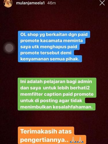 Tak Mau Ada Salah Paham, Mulan Jameela Hapus Postingan Kacamata 'Gucci'