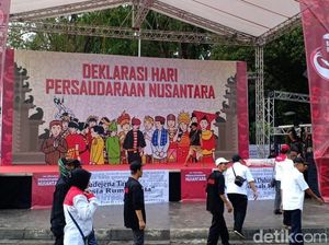 Panggung Berdiri, Relawan Jokowi Padati Taman Pandang Depan Istana
