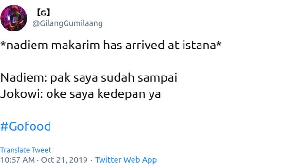 Cuitan kocak netizen untuk Nadiem Makarim