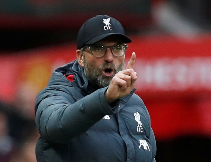 Soccer Football - Premier League - Manchester United v Liverpool - Old Trafford, Manchester, Britain - October 20, 2019  Liverpool manager Juergen Klopp reacts  REUTERS/Russell Cheyne  EDITORIAL USE ONLY. No use with unauthorized audio, video, data, fixture lists, club/league logos or 