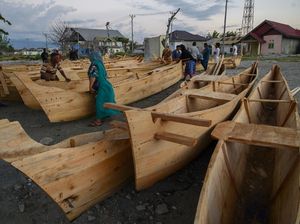 Penampakan Perahu Bantuan Prancis untuk Korban Tsunami Palu