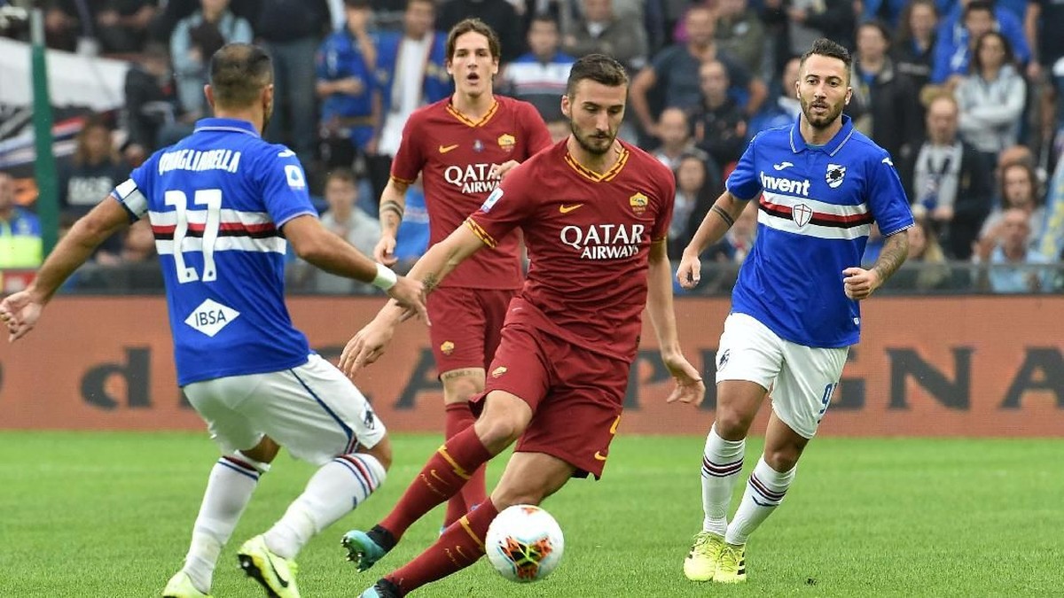 Bryan Cristante cedera saat AS Roma tandang ke markas Sampdoria di lanjutan Liga Italia (Foto: Paolo Rattini/Getty Images)