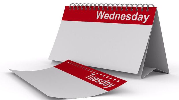 Calendar for wednesday on white background. Isolated 3D image