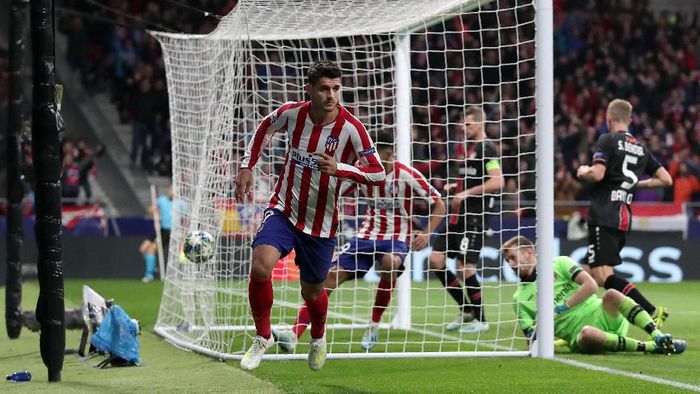 Alvaro Morata memastikan kemenangan Atletico Madrid atas Bayer Leverkusen di matchday ketiga Liga Champions. 2019/2020. (Foto: Gonzalo Arroyo Moreno/Getty Images)