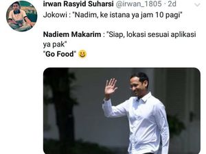 Nadiem Makarim Jadi Mendikbud, Ini Cuitan Kocak Netizen Soal Pesan Makanan