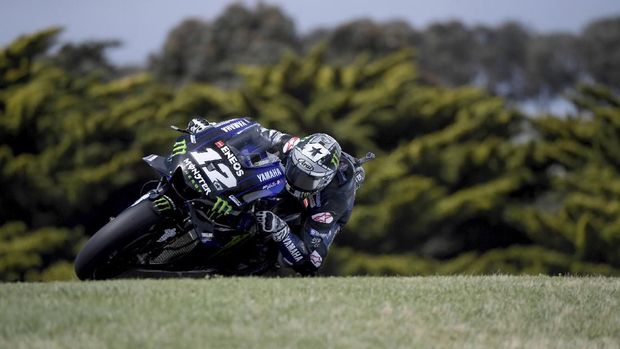 Maverick Vinales terjatuh di lap terakhir Sirkuit Phillip Island MotoGP Australia. (