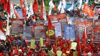 Suasana Long March Massa Aksi di Thamrin