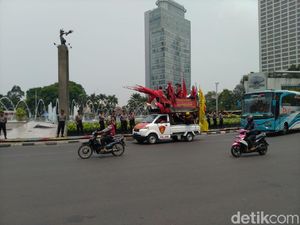 Jelang Demo Mahasiswa, Polisi dan TNI Berjaga di Bundaran HI