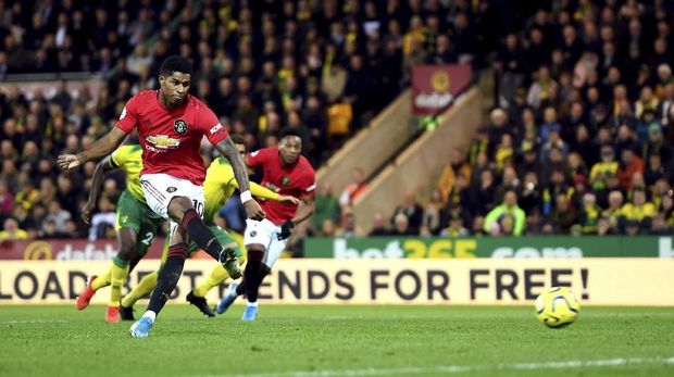 Marcus Rashford sempat gagal mengeksekusi penalti di laga lawan Norwich.
