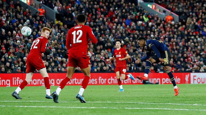 Soccer Football - Carabao Cup - Fourth Round - Liverpool v Arsenal - Anfield, Liverpool, Britain - October 30, 2019  Arsenals Dani Ceballos has his penalty saved by Liverpools Caoimhin Kelleher during the shootout  Action Images via Reuters/Jason Cairnduff  EDITORIAL USE ONLY. No use with unauthorized audio, video, data, fixture lists, club/league logos or live services. Online in-match use limited to 75 images, no video emulation. No use in betting, games or single club/league/player publications.  Please contact your account representative for further details.