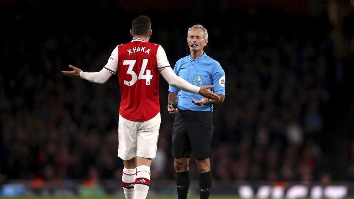 Granit Xhaka dianggap sudah habis kariernya di Arsenal (Nigel French/PA via AP)