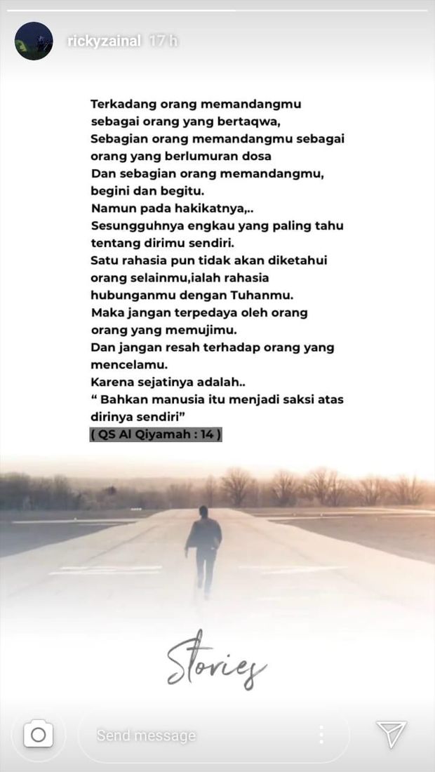 Insta Story Ricky Zainal soal kisah Layangan Putus yang viral
