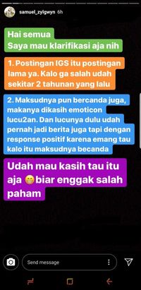 Unggahan Klarifikasi Samuel Zylgwyn