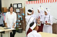 Foto Serunya Menkeu Sri Mulyani Saat mendadak Jadi Guru SD