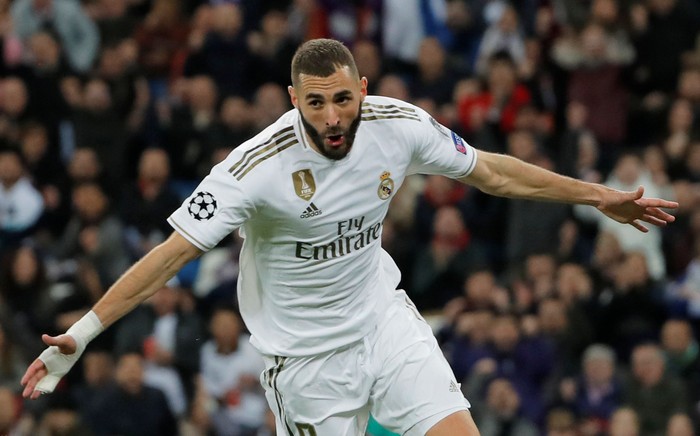 Soccer Football - Champions League - Group A - Real Madrid v Galatasaray - Santiago Bernabeu, Madrid, Spain - November 6, 2019  Real Madrids Karim Benzema celebrates scoring their fourth goal   REUTERS/Susana Vera