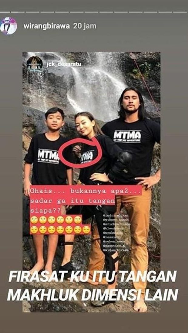 Insta Story Wirang Birawa atas foto tangah pucat di MTMA